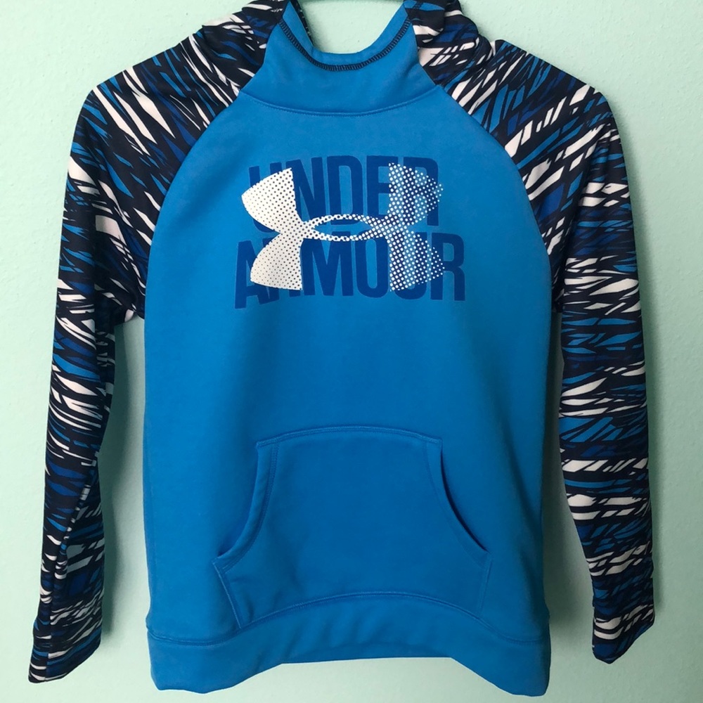 🥳HP🥳 Blue Under Armour Big Logo Hoodie